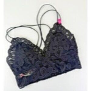 Victoria Secret VS Pink Size L Black Lace Lightly Padded Bra Bralette Strappy
